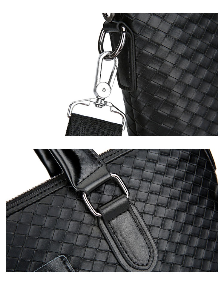 Whatna 手作り編み込み革 ビジネスバッグ メンズ 2way 手提げバッグ ショルダーバッグ A4 15.6インチpc 収納可 本革 ビジネス 通勤 通学 斜めがけ バッグ ワンショルダーバッグ自転車 かばん男性用 黒(3368-1)-9