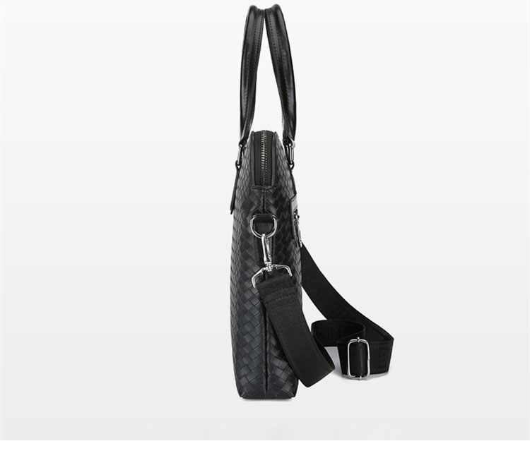 Whatna 手作り編み込み革 ビジネスバッグ メンズ 2way 手提げバッグ ショルダーバッグ A4 15.6インチpc 収納可 本革 ビジネス 通勤 通学 斜めがけ バッグ ワンショルダーバッグ自転車 かばん男性用 黒(3368-1)-2