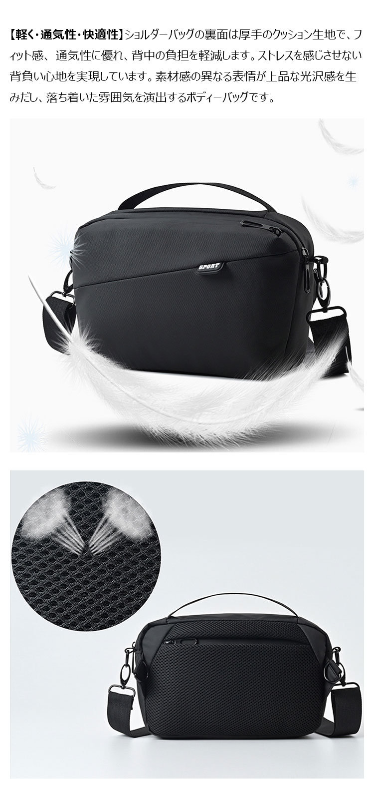 Whatna ショルダーバッグ メンズ 3way斜めがけ ボディバッグ 手提げバッグ セカンド バッグ 手持げバッグ ショルダーストラップ付 防 水 軽 量 ビジネス 通学 通勤 肩掛けバッグ 自転車かばん プレゼント男性-10