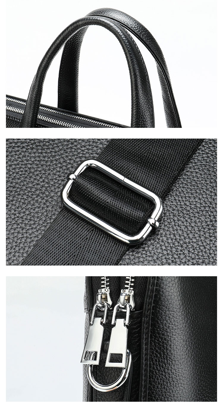 Whatna 天然 牛革 ビジネスバッグ メンズ 2way 手提げバッグ ショルダーバッグ A4 15.6インチpc 収納可2室仕切 本革 ビジネス 通勤 通学 斜めがけ バッグ ワンショルダーバッグ自転車 かばん男性用 黒(CY17610)-5