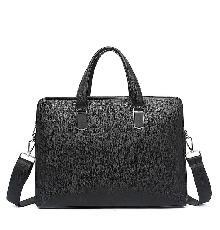 Whatna 天然 牛 革 ビジネスバッグ メンズ 2way 手提げバッグ ショルダーバッグ  A4 15.6インチpc 収納可2室仕切 本革 ビジネス 通勤 通学 斜めがけ バッグ ワンショルダーバッグ自転車 かばん男性用 黒(CY17613)-1