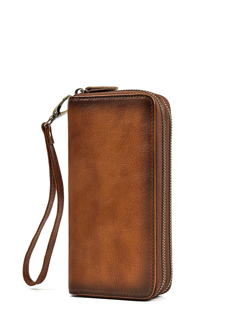 Whatna アンティーク風合い鞣し天 然 牛革 ミニセカンドバッグ メンズ バッグ 長財布 カード入れ 小銭入れ 札入れ 2室仕切 18枚カード収納 小さめ クラッチバッグ 手持ちバッグ メンズ ポーチ 男性用 紳士用 結婚式 冠婚葬祭 バッグ 1008-1