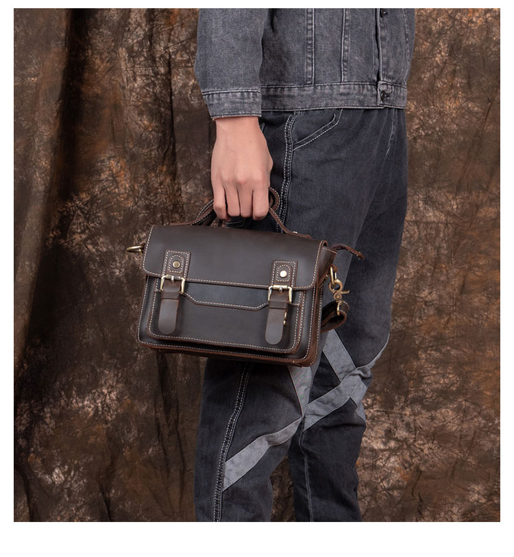 Whatna 天然 牛革 セカンド バッグ メンズ  3way 斜め掛け胸バッグ 手提げバッグ クラッチ ショルダーバッグ 小さい ショルダーベルト付属 本 革 結婚式 バッグ ビジネス フォーマル 冠婚葬祭 バッグ紳士用 男性用 ブラウン-11