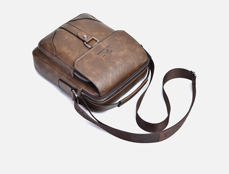 Whatna 革 ショルダーバッグ メンズ 2way 斜め掛け 手提げバッグ セカンドバッグ 手持げバッグ  キーリング付 レザー Ipad 9.7収納可 横型 カジュアル フォーマル ビジネス 通学 通勤 肩掛けバッグ 自転車かばん プレゼント男性HA-108-3