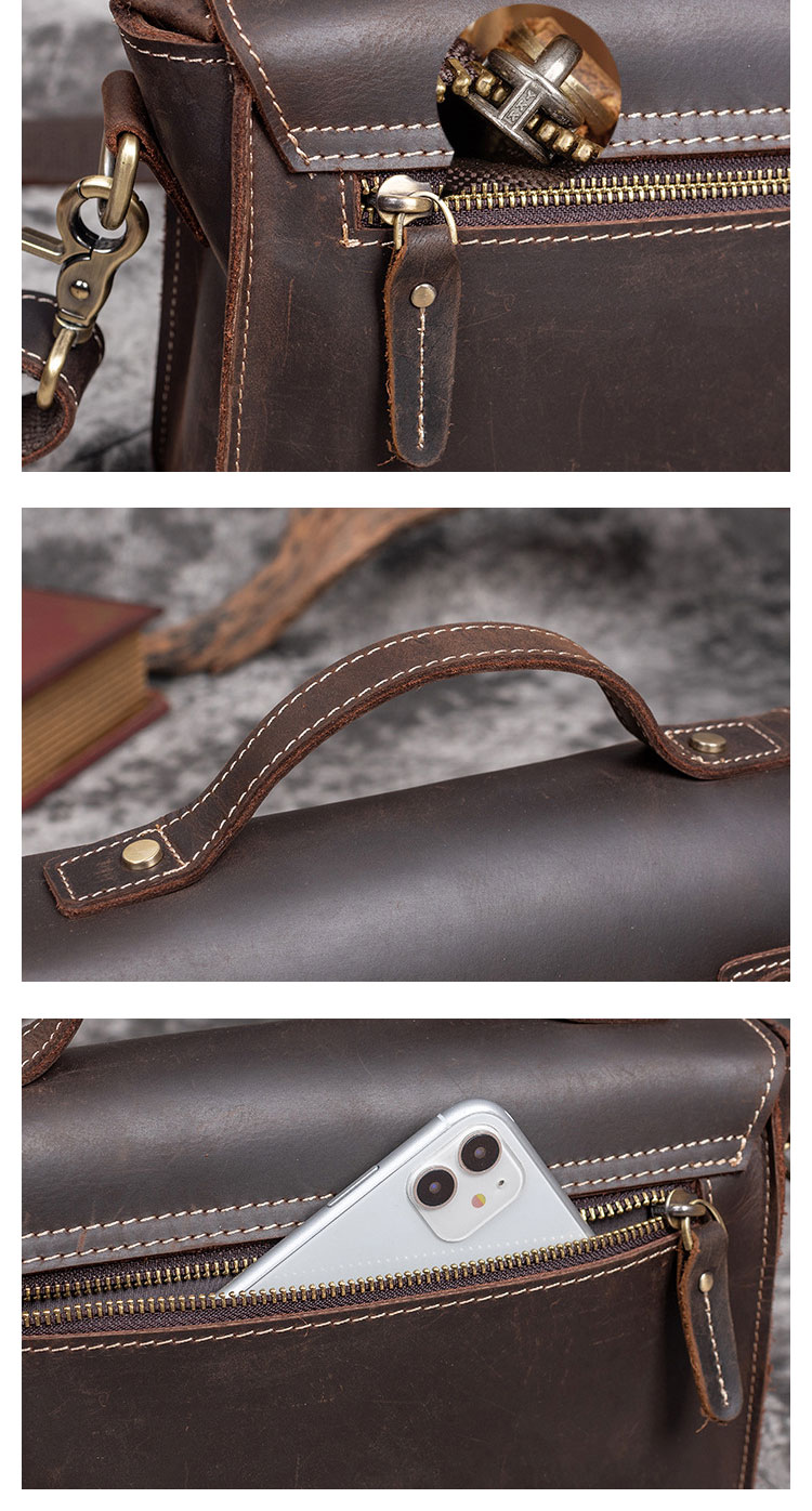 Whatna 天然 牛革 セカンド バッグ メンズ  3way 斜め掛け胸バッグ 手提げバッグ クラッチ ショルダーバッグ 小さい ショルダーベルト付属 本 革 結婚式 バッグ ビジネス フォーマル 冠婚葬祭 バッグ紳士用 男性用 ブラウン-8