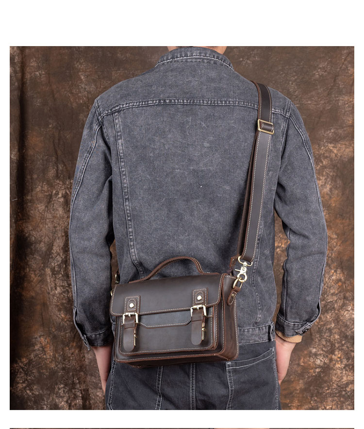 Whatna 天然 牛革 セカンド バッグ メンズ  3way 斜め掛け胸バッグ 手提げバッグ クラッチ ショルダーバッグ 小さい ショルダーベルト付属 本 革 結婚式 バッグ ビジネス フォーマル 冠婚葬祭 バッグ紳士用 男性用 ブラウン-9