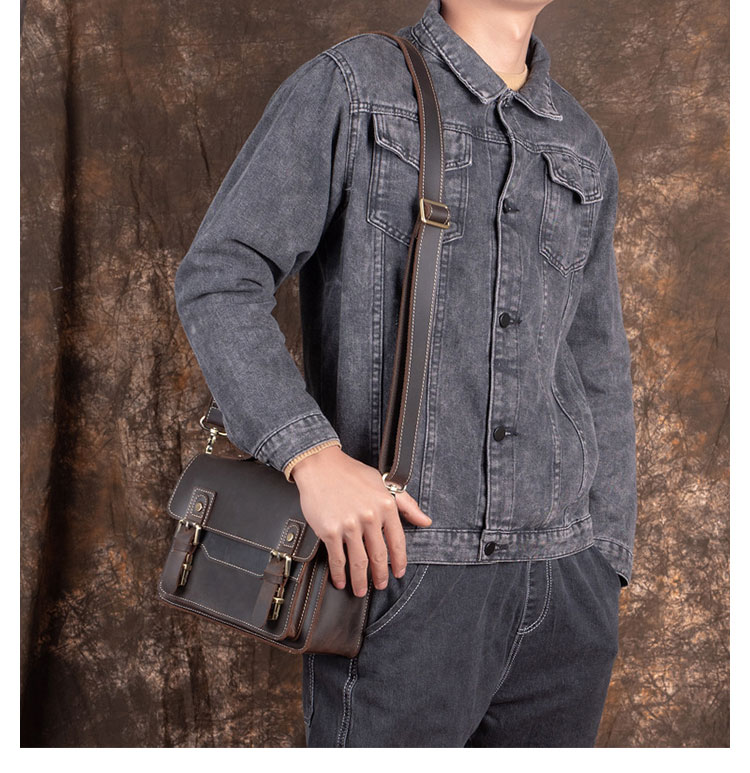 Whatna 天然 牛革 セカンド バッグ メンズ  3way 斜め掛け胸バッグ 手提げバッグ クラッチ ショルダーバッグ 小さい ショルダーベルト付属 本 革 結婚式 バッグ ビジネス フォーマル 冠婚葬祭 バッグ紳士用 男性用 ブラウン-10