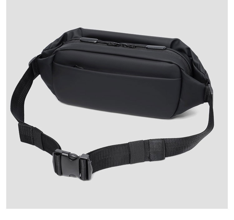 Whatna 革ミニウエストバッグ メンズ ミニショルダーバッグ ウエストポーチ男女兼用  斜めがけ ボディバッグ ワンショルダー 軽量黒9563-4