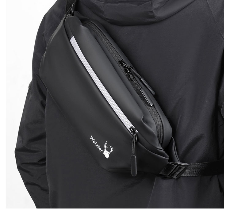 Whatna 革ミニウエストバッグ メンズ ミニショルダーバッグ ウエストポーチ男女兼用  斜めがけ ボディバッグ ワンショルダー 軽量黒9563-8