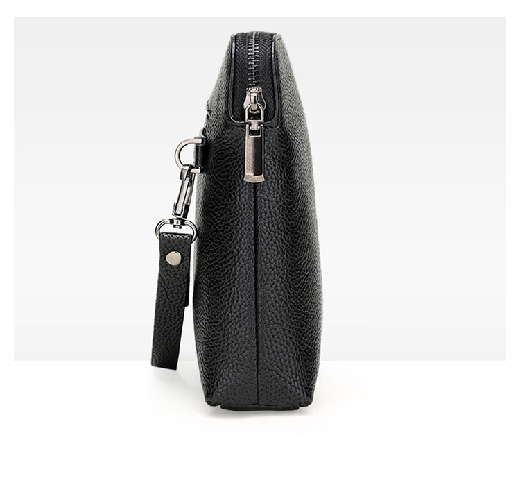 Whatna 2way 革 セカンドバッグ メンズ バッグ クラッチ バッグ 厚手 レザー B5小銭入れ札入れカード6 枚収納可 手持ちバッグ 結婚式 バッグ フォーマル  ビジネス 冠婚葬祭 バッグ 男性用 紳士用 黒-2