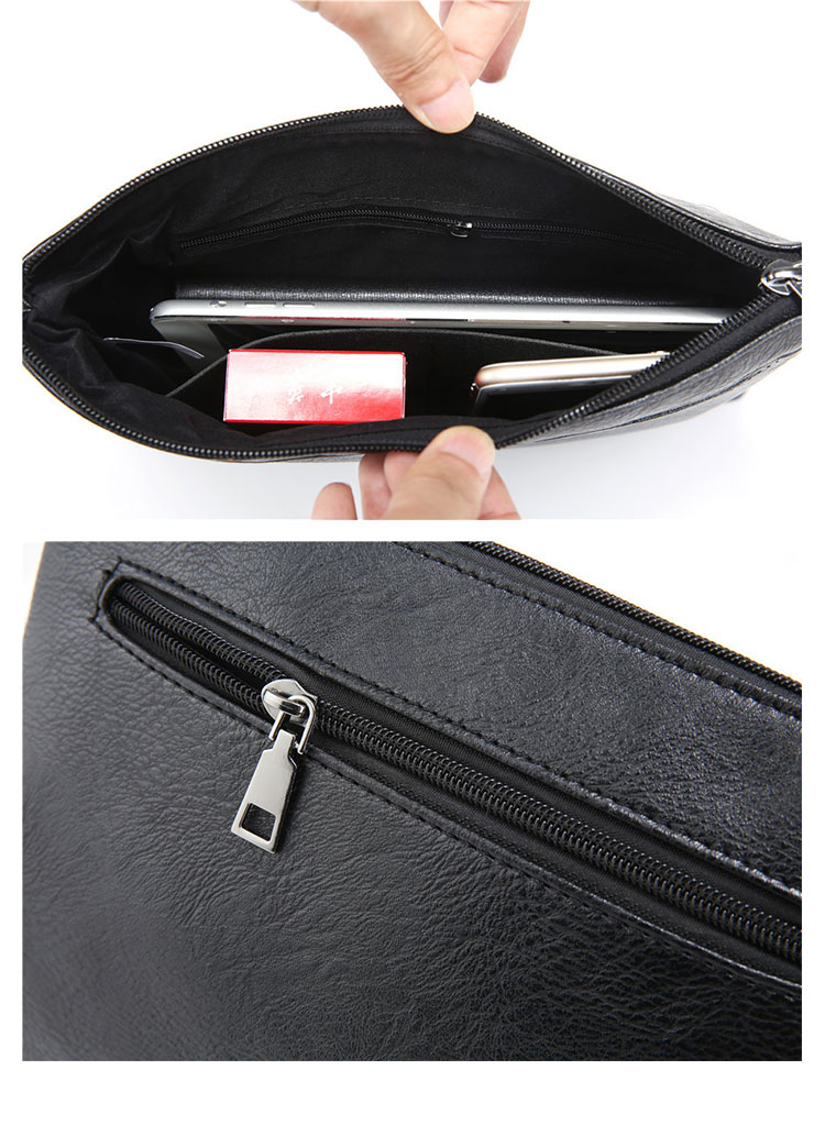 Whatna 2way 革 セカンドバッグ メンズ バッグ クラッチ バッグ 厚手 レザー B5小銭入れ札入れカード6 枚収納可 手持ちバッグ 結婚式 バッグ フォーマル  ビジネス 冠婚葬祭 バッグ 男性用 紳士用 黒-3