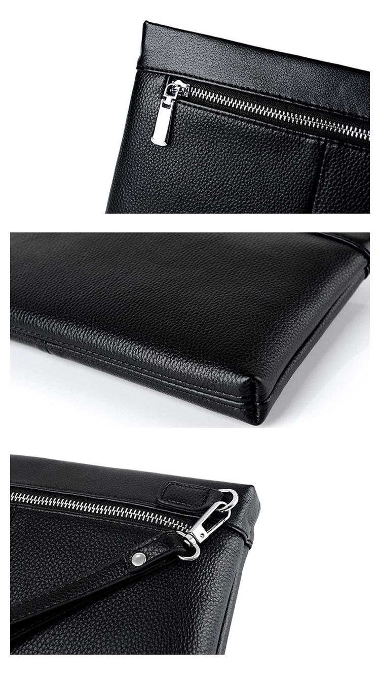 Whatna 2way 革 セカンドバッグ メンズ バッグ クラッチ バッグ 厚手 レザー B5カード8 枚収納可 小銭入れ 札入れ手持ちバッグ 結婚式 バッグ フォーマル  ビジネス 冠婚葬祭 バッグ 男性用 紳士用 黒-10