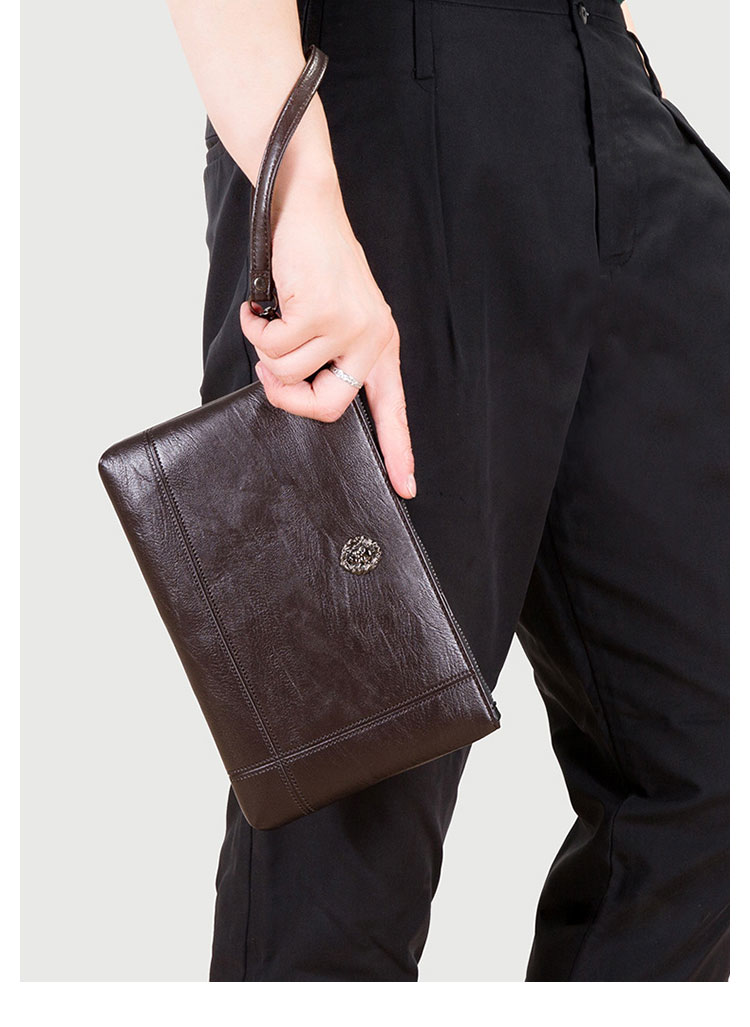 Whatna 2way 革 セカンドバッグ メンズ バッグ クラッチ バッグ 厚手 レザー 2室仕切 大容量 手持ちバッグ 結婚式 バッグ フォーマル ビジネス 冠婚葬祭 バッグ 男性用 紳士用 黒 ブラウン-13