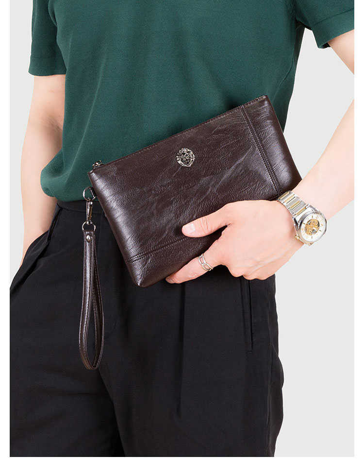 Whatna 2way 革 セカンドバッグ メンズ バッグ クラッチ バッグ 厚手 レザー 2室仕切 大容量 手持ちバッグ 結婚式 バッグ フォーマル ビジネス 冠婚葬祭 バッグ 男性用 紳士用 黒 ブラウン-12