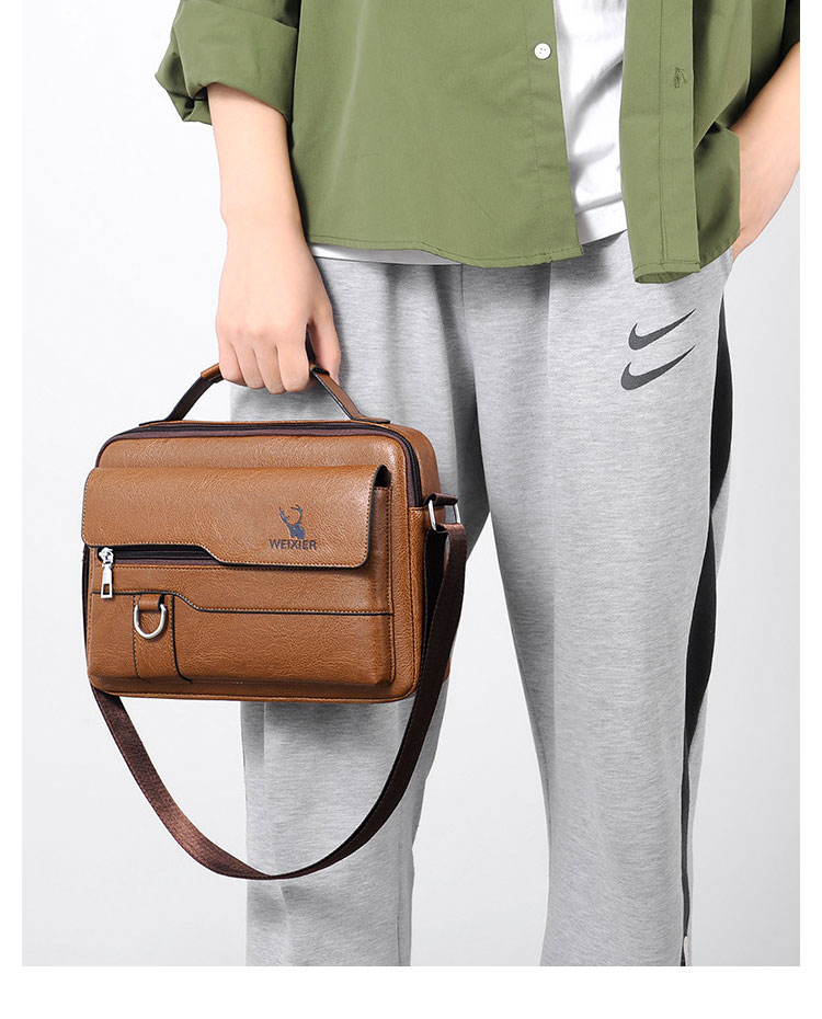 Whatnaショルダーバッグ メンズ 2way 斜め掛け 手提げバッグ セカンドバッグ 手持げバッグ キーリング付 厚 手 レザー Ipad 9.7収納可 横型 カジュアル フォーマル ビジネス 通学 通勤 肩掛けバッグ 自転車かばん プレゼント男性D255-9