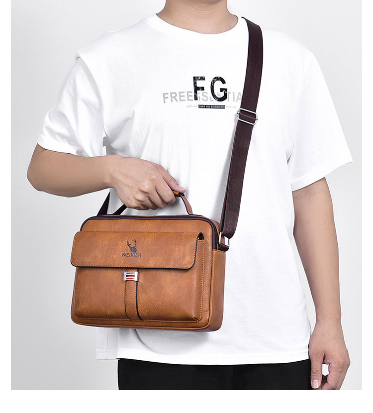 Whatna 革 ショルダーバッグ メンズ 2way 斜め掛け ボディバッグ 胸バッグ 手提げバッグ セカンドバッグ 手持げバッグ 横型Ipad 10.5収納可 カジュアル フォーマル ビジネス 通学 通勤 肩掛けバッグ 自転車かばん プレゼント男性D257-11