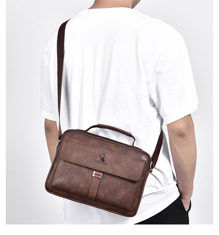 Whatna 革 ショルダーバッグ メンズ 2way 斜め掛け ボディバッグ 胸バッグ 手提げバッグ セカンドバッグ 手持げバッグ 横型Ipad 10.5収納可 カジュアル フォーマル ビジネス 通学 通勤 肩掛けバッグ 自転車かばん プレゼント男性D257-10