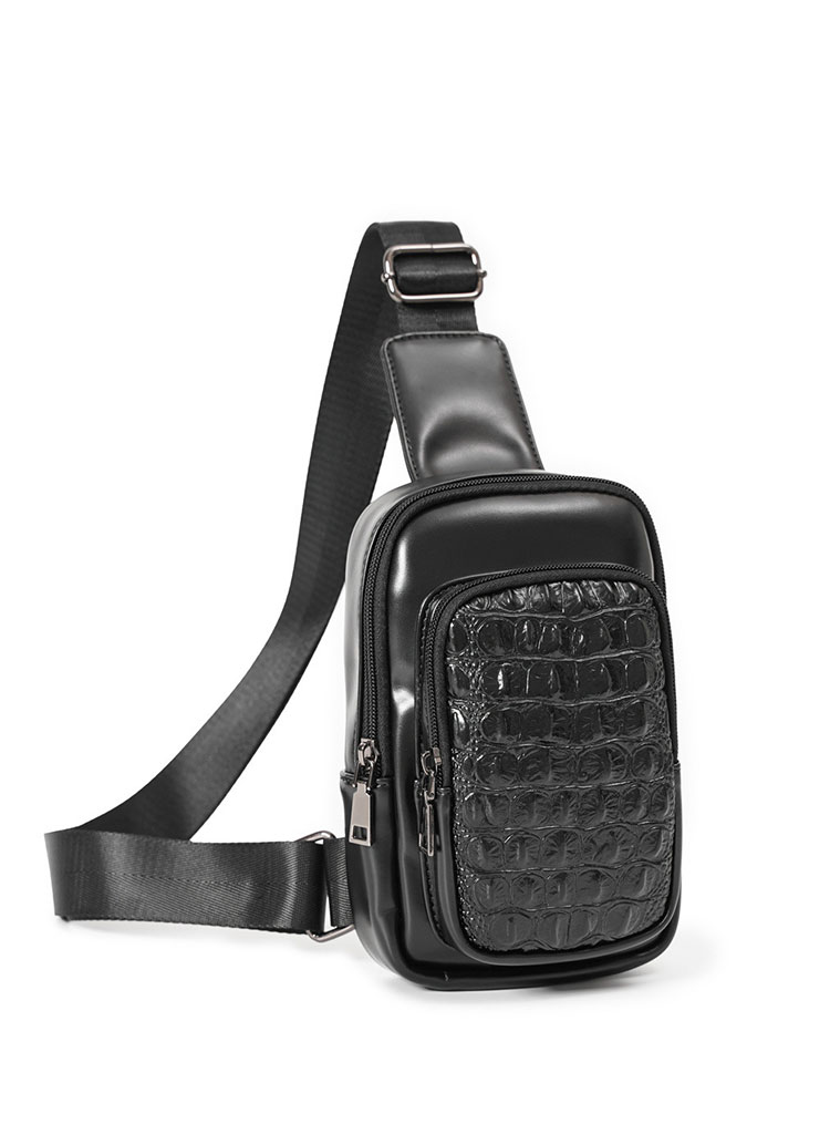 Whatna 革 斜めがけ ボディバッグ ワンショルダー メンズ  黒いYH3633-1