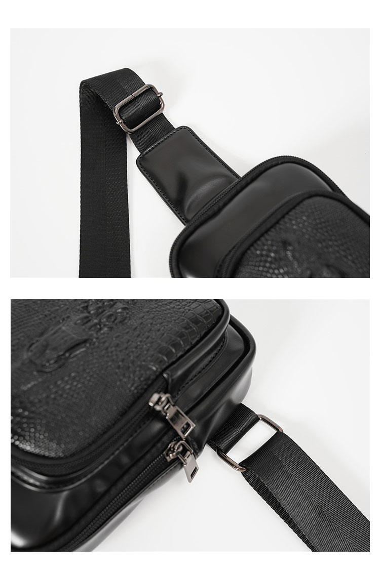 Whatna 革 斜めがけ ボディバッグ ワンショルダー メンズ  黒いYH3633-5