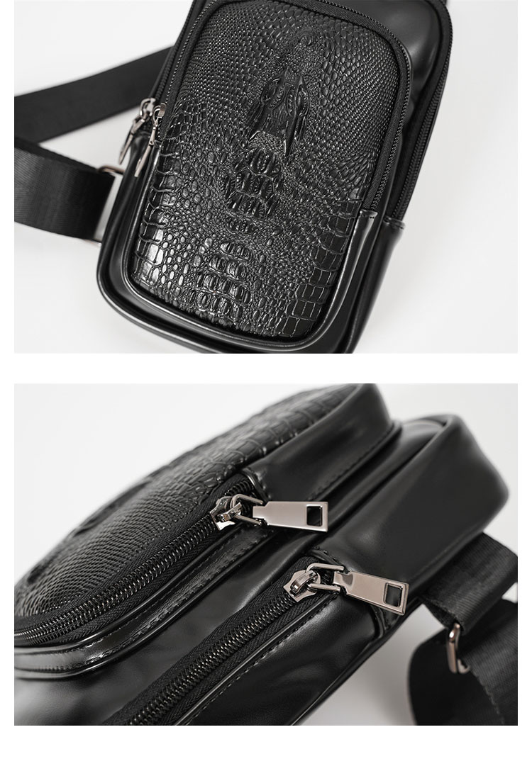 Whatna 革 斜めがけ ボディバッグ ワンショルダー メンズ  黒いYH3633-6