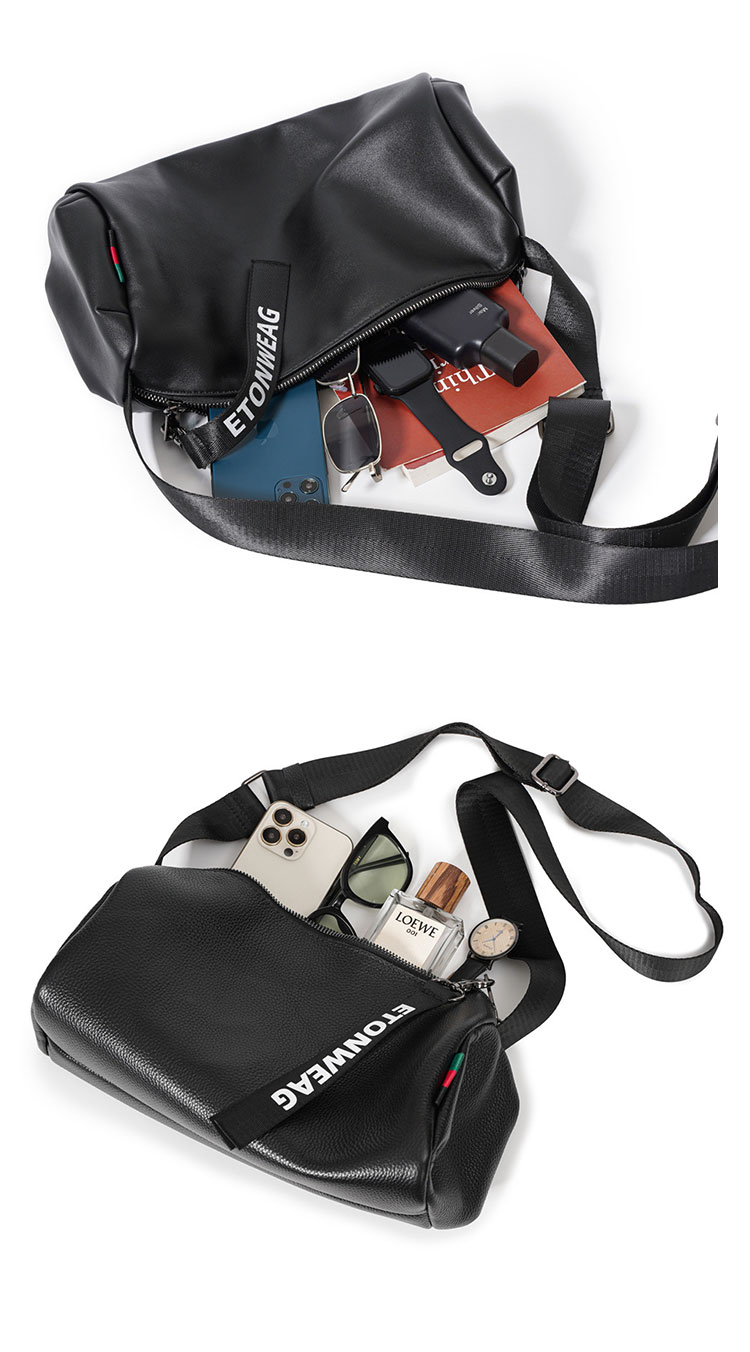 Whatna 革 ショルダーバッグ メンズ 2way 斜め掛けボディバッグ 肩掛け ワンショルダー バッグ 胸バッグ 小型ポシェット 手持げバッグ 小さめかたかけバッグ カジュアル フォーマル ビジネス 通学 通勤 肩掛けバッグ 自転車かばん プレゼント男性-8