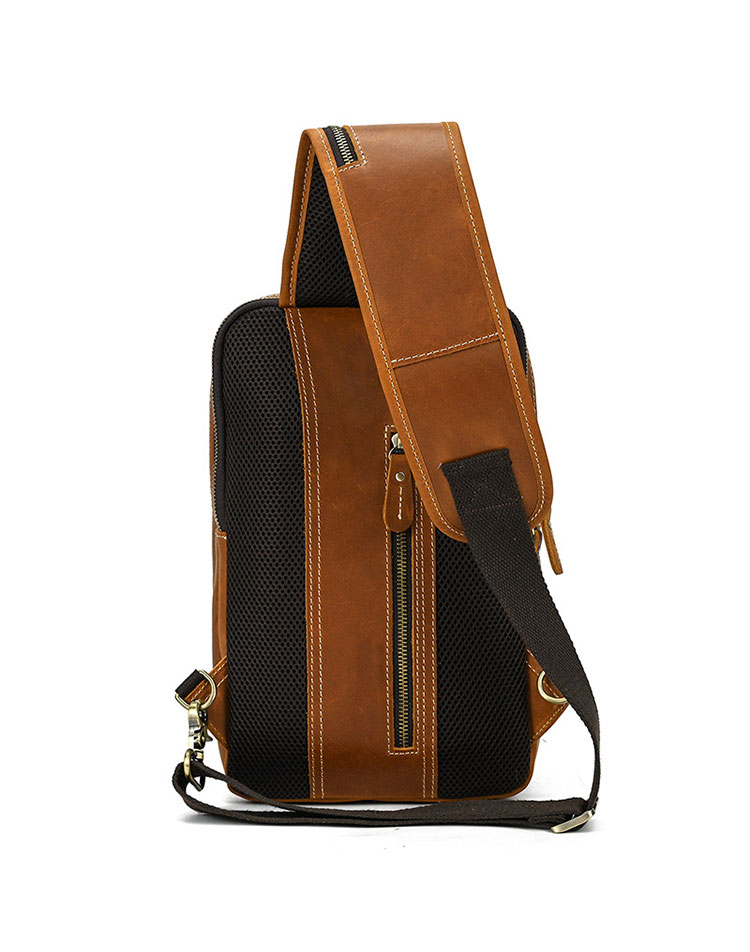 Whatna アンティーク風合い鞣し天 然牛 革 斜めがけ ボディバッグ ワンショルダー メンズ 本革 厚手  レザー9336-5