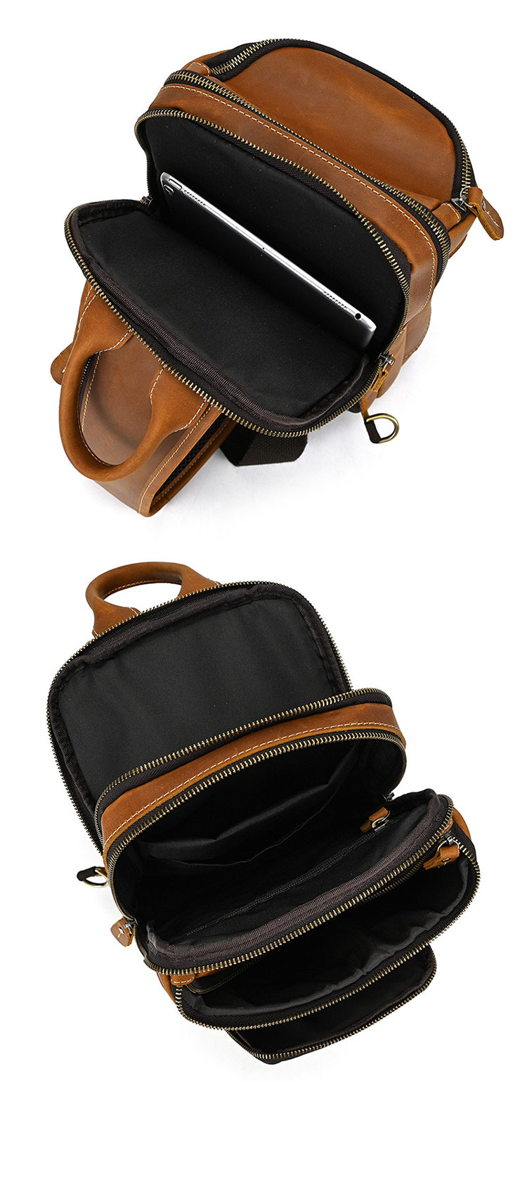 Whatna アンティーク風合い鞣し天 然牛 革 斜めがけ ボディバッグ ワンショルダー メンズ 本革 厚手  レザー9336-7