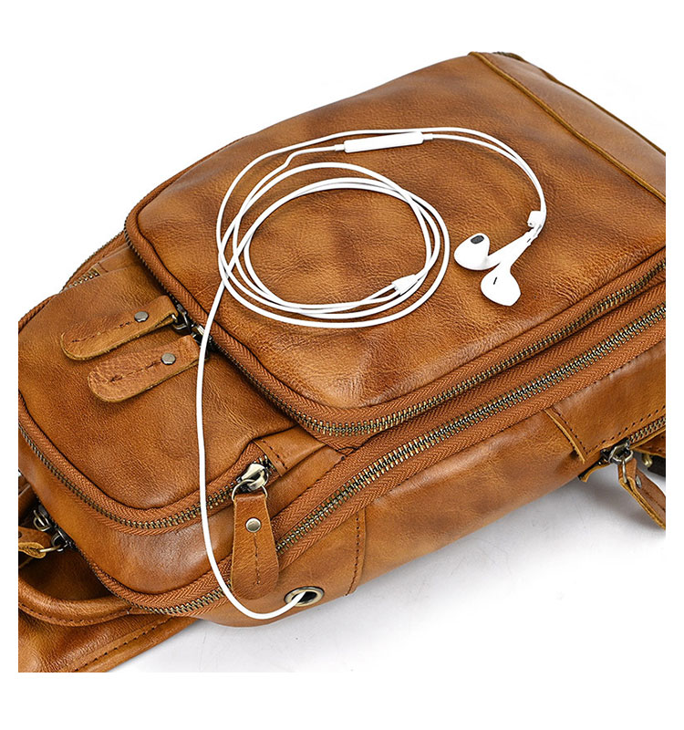 Whatna アンティーク風合い鞣し天 然牛 革 斜めがけ ボディバッグ ワンショルダー メンズipad 9.7収納可 本革 厚手  レザー9451-9