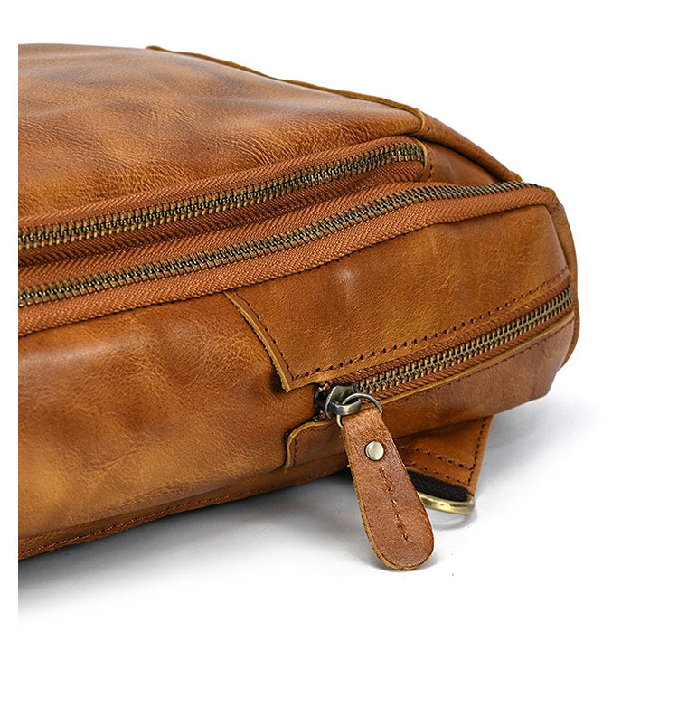 Whatna アンティーク風合い鞣し天 然牛 革 斜めがけ ボディバッグ ワンショルダー メンズipad 9.7収納可 本革 厚手  レザー9451-14