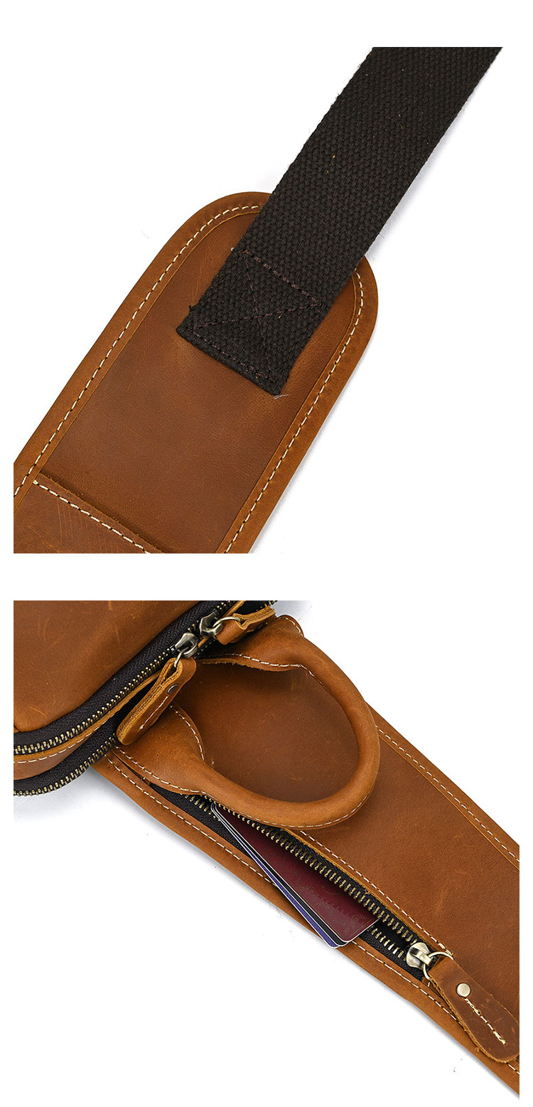 Whatna アンティーク風合い鞣し天 然牛 革 斜めがけ ボディバッグ ワンショルダー メンズ 本革 厚手  レザー9336-9