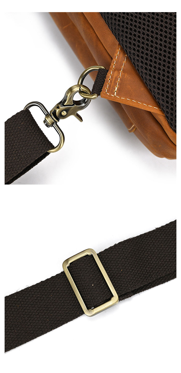 Whatna アンティーク風合い鞣し天 然牛 革 斜めがけ ボディバッグ ワンショルダー メンズ 本革 厚手  レザー9336-8