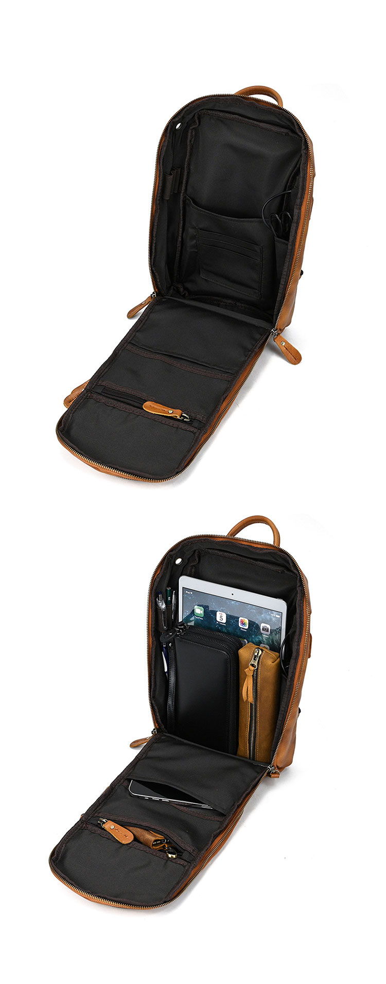 Whatna アンティーク風合い鞣し天 然牛 革 斜めがけ ボディバッグ ワンショルダー メンズipad 9.7収納可 本革 厚手  レザー9451-6