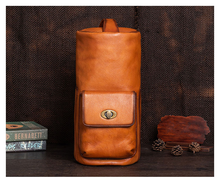 Whatna アンティーク風合い鞣し天 然牛 革 斜めがけ ボディバッグ ワンショルダー メンズ 左右付け替え可能 本革 厚手  レザー13378-1