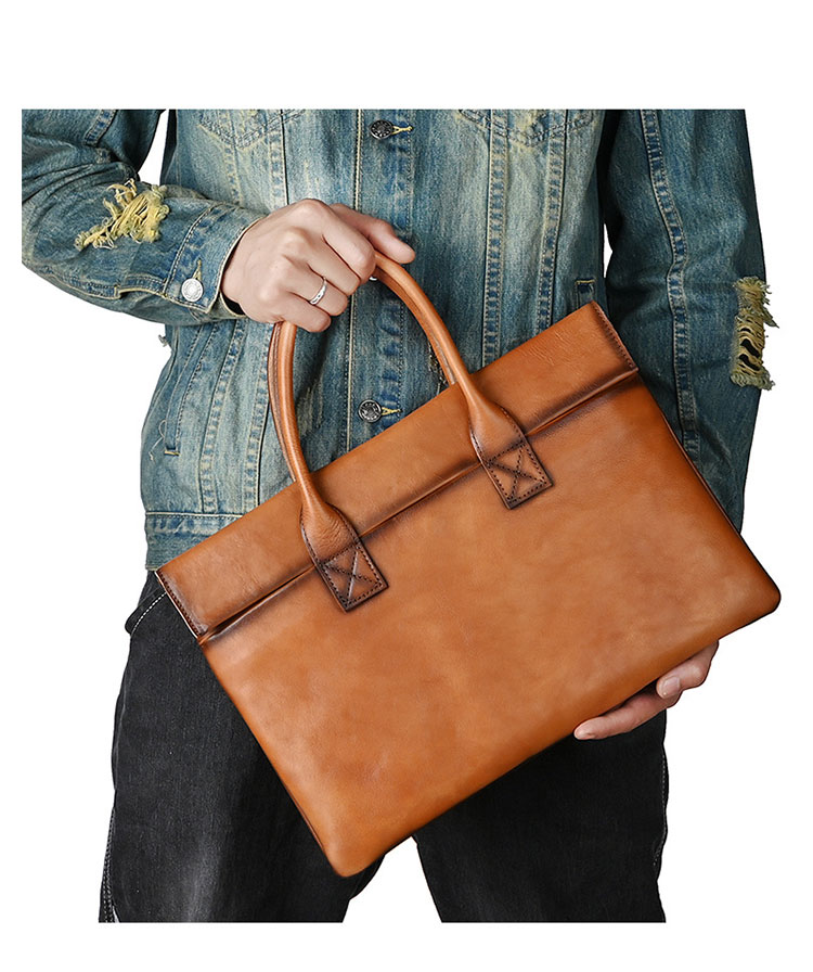 Whatna アンティーク風合い鞣し天 然 牛 革 ビジネス バッグメンズ 手提げバッグ 本 革 ブリーフケース 15.6インチPC対応 旅行 出張 通勤 通学 就活 面接 バッグ かばん 男性用 13752-8