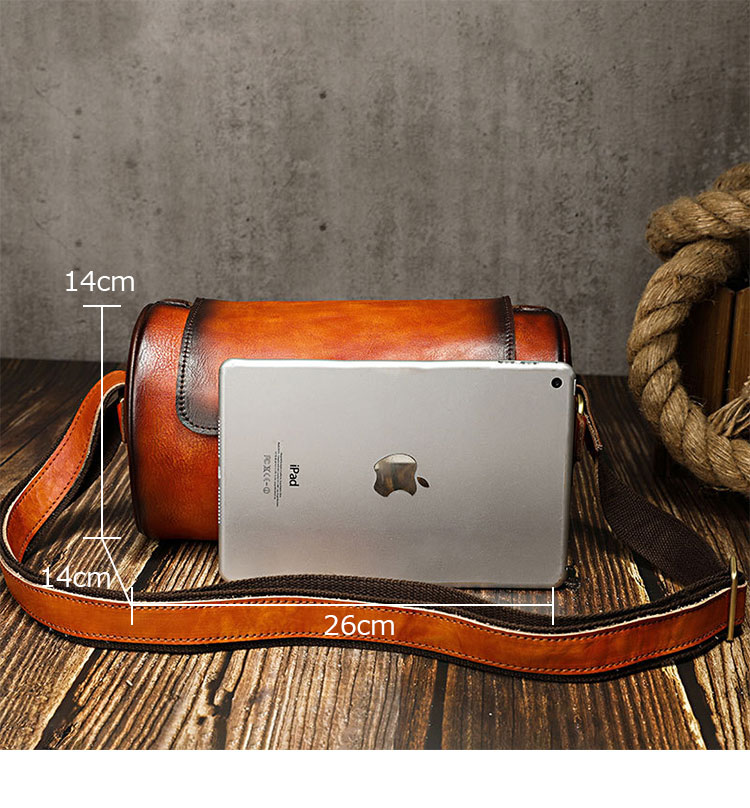 Whatna アンティーク風合い鞣し天 然 牛革 ミニショルダーバッグ メンズ 2way 斜め掛け ミニボディバッグ ミニ胸バッグ 小型ポシェット セカンドバッグ 小さ カジュアル フォーマル ビジネス 通学 通勤 肩掛けバッグ 自転車かばん A012-5