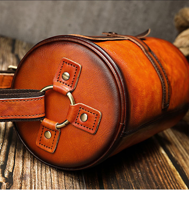 Whatna アンティーク風合い鞣し天 然 牛革 ミニショルダーバッグ メンズ 2way 斜め掛け ミニボディバッグ ミニ胸バッグ 小型ポシェット セカンドバッグ 小さ カジュアル フォーマル ビジネス 通学 通勤 肩掛けバッグ 自転車かばん A012-4