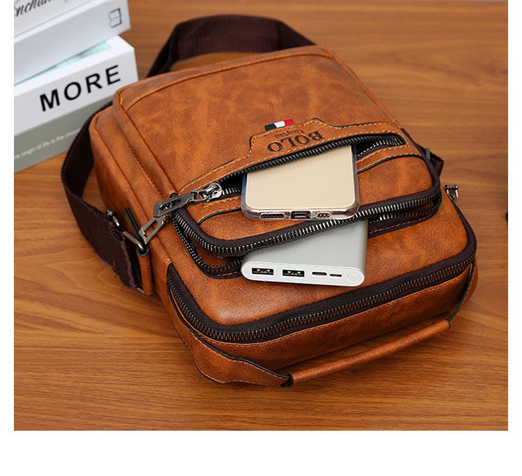 Whatna 革 ショルダーバッグ メンズ 2way 斜め掛け ボディバッグ 胸バッグ 手提げバッグ セカンドバッグ 手持げバッグ 縦型Ipad Mini収納可 カジュアル フォーマル ビジネス 通学 通勤 肩掛けバッグ 自転車かばん プレゼント男性9118#-7