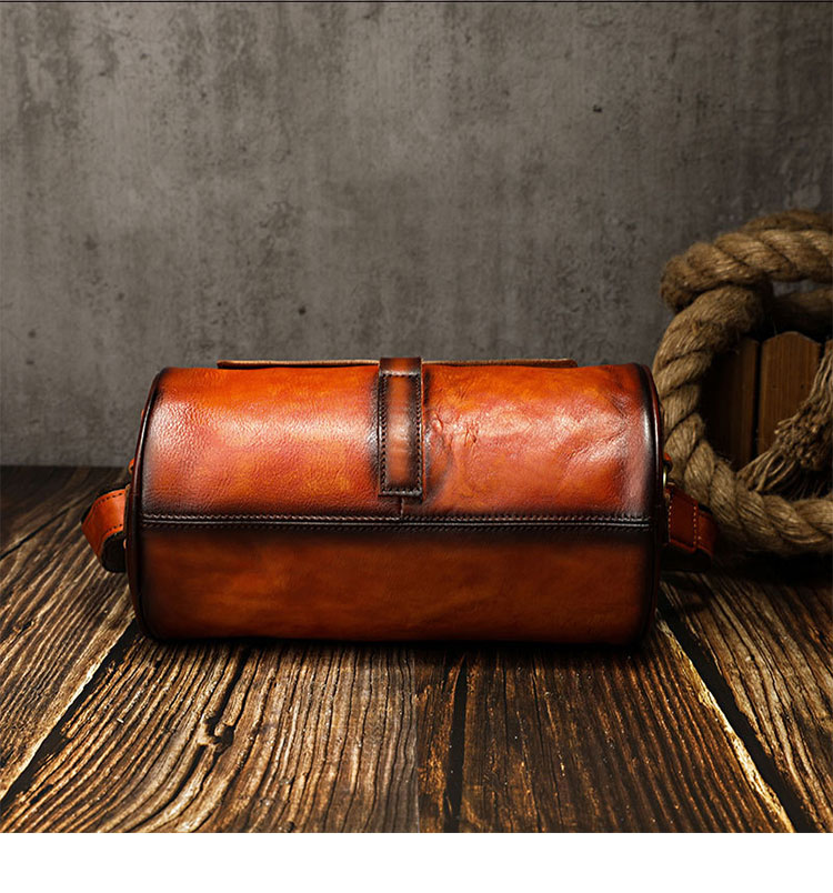 Whatna アンティーク風合い鞣し天 然 牛革 ミニショルダーバッグ メンズ 2way 斜め掛け ミニボディバッグ ミニ胸バッグ 小型ポシェット セカンドバッグ 小さ カジュアル フォーマル ビジネス 通学 通勤 肩掛けバッグ 自転車かばん A012-2