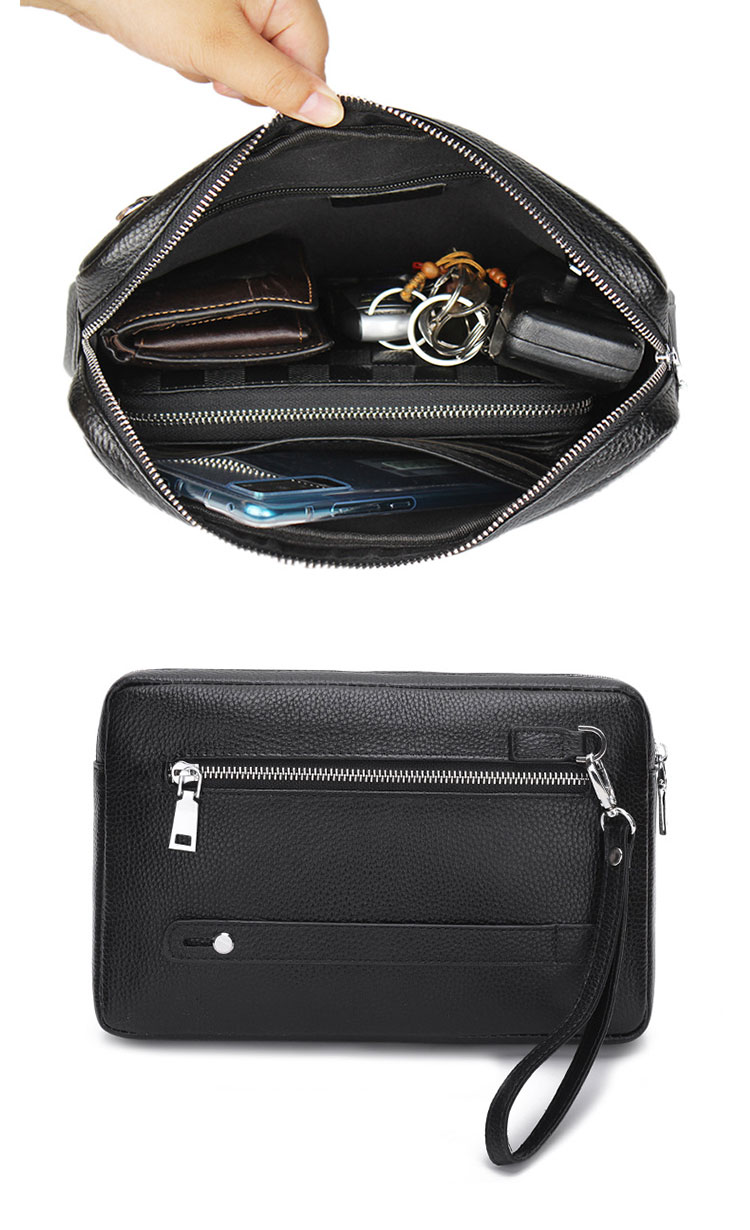 Whatna 3way天 然 牛革 セカンドバッグ メンズ クラッチ バッグ 手持ちバッグ 小銭入 お札入れ カード6枚収納 本革B5 ipad9.7収納可 ビジネス カジュアル フォーマル 冠婚葬祭 結婚式 二次会 披露宴バッグ 紳士用 男性用 黑-6