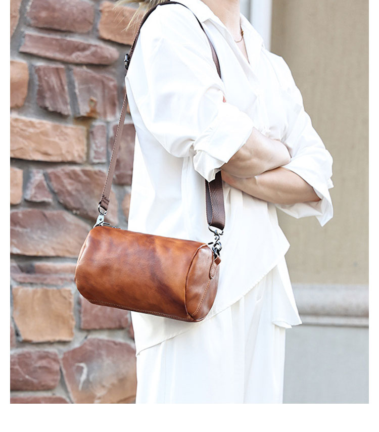 Whatna アンティーク風合い鞣し天 然 牛革 ミニショルダーバッグ メンズ 2way 斜め掛け ミニボディバッグ ミニ胸バッグ 小型ポシェット 小さめかたかけバッグ カジュアル フォーマル ビジネス 通学 通勤 肩掛けミニバッグ 自転車かばん プレゼント男性-8