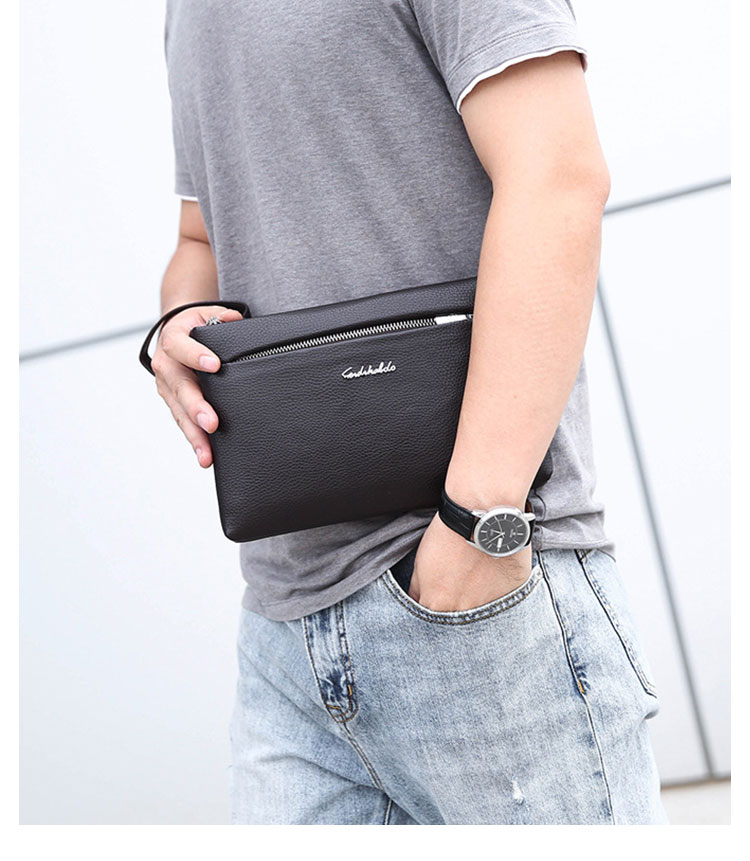 Whatna 2way 革 セカンドバッグ メンズ バッグ クラッチ バッグ 厚手 レザー B5小銭入れ札入れカード6 枚収納可 手持ちバッグ 結婚式 バッグ フォーマル ビジネス 冠婚葬祭 バッグ 男性用 紳士用 黒-8