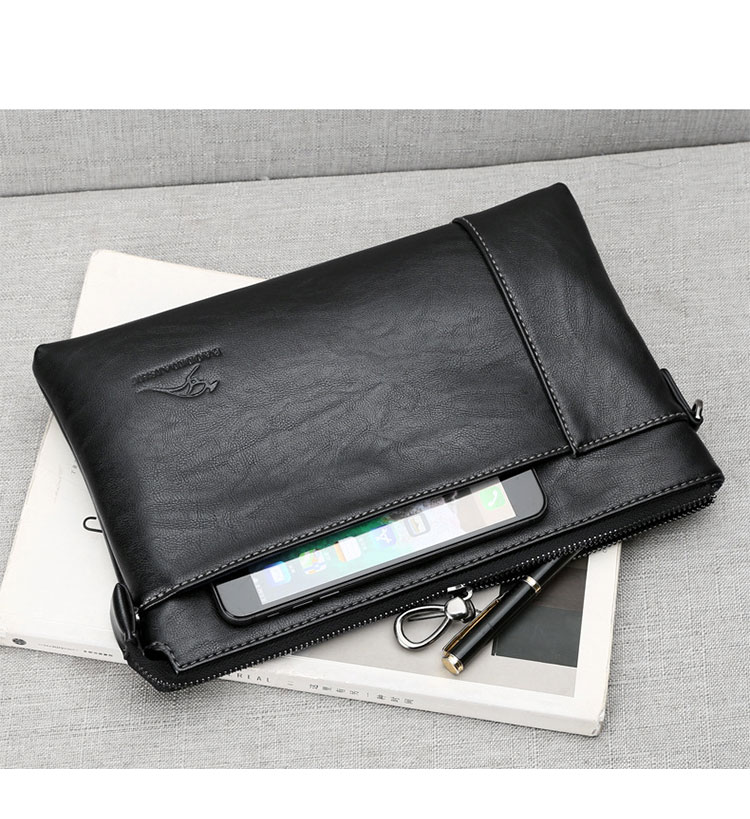 Whatna 2way 革 セカンドバッグ メンズ バッグ クラッチ バッグ 厚手 レザー B5小銭入れ札入れカード6 枚収納可 手持ちバッグ 結婚式 バッグ フォーマル  ビジネス 冠婚葬祭 バッグ 男性用 紳士用 黒-4