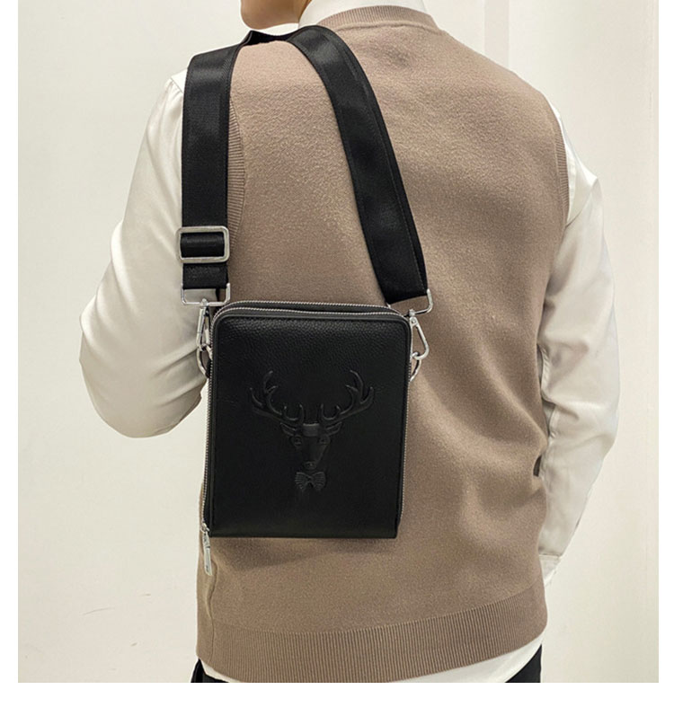 Whatna 3way 天 然 牛革 ミニショルダーバッグ メンズ ポシェットポお財布 斜め掛け セカンドバッグ 手持げバッグ 8枚カード収納2室仕切 小型ショルダーミニバック 小さめメッセンジャーバッグ  肩掛けバッグ 自転車かばん 紳士用 男性用 黒-9