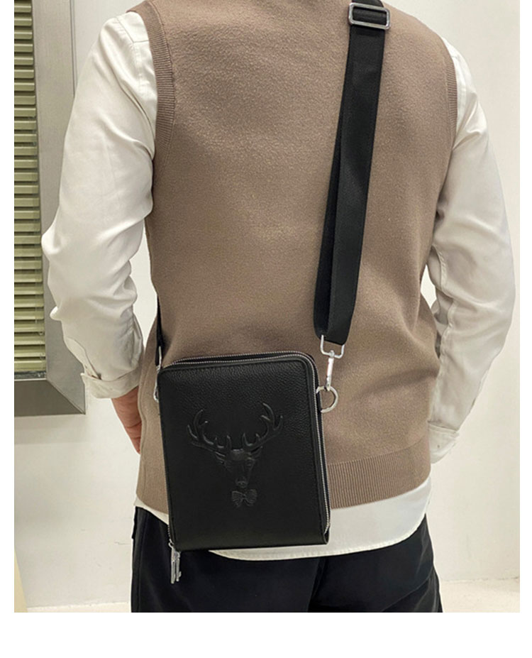 Whatna 3way 天 然 牛革 ミニショルダーバッグ メンズ ポシェットポお財布 斜め掛け セカンドバッグ 手持げバッグ 8枚カード収納2室仕切 小型ショルダーミニバック 小さめメッセンジャーバッグ  肩掛けバッグ 自転車かばん 紳士用 男性用 黒-11