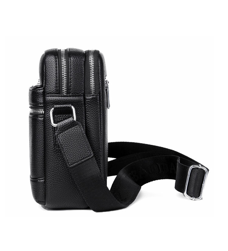 Whatna 厚手 レザー ショルダーバッグ メンズ メッセンジャーバッグ 縦型小さめビジネスバッグ ipadMini収納可 2室仕切 通勤 通学 斜めがけバッグ オシャレ な シンプル な 軽量 実用 自転車 かばん男性用-3