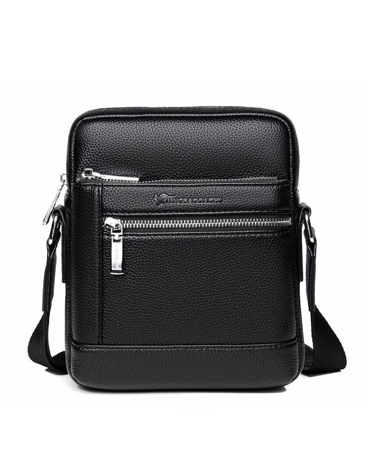 Whatna 厚手 レザー ショルダーバッグ メンズ メッセンジャーバッグ 縦型小さめビジネスバッグ ipadMini収納可 2室仕切 通勤 通学 斜めがけバッグ オシャレ な シンプル な 軽量 実用 自転車 かばん男性用-1