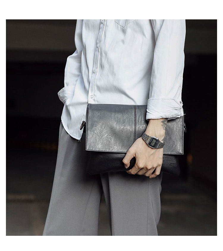 Whatna 革 セカンド バッグ メンズ 3way クラッチ ショルダー 斜め掛け ボディーバッグ 肩掛け バッグ 胸バッグ 三室仕切 大さい ショルダーベルト付  結婚式 バッグ ビジネス フォーマル 冠婚葬祭 バッグ紳士用 男性用-5