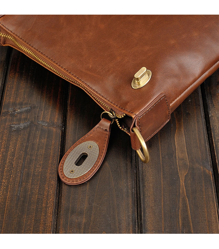 Whatna 厚手 レザー ショルダーバッグ メンズ メッセンジャーバッグ 革 縦型 小さめビジネスバッグ 盗難防止の機能 ipad10.5収納可 通勤 通学 斜めがけバッグ オシャレ な シンプル な 軽量 実用 自転車 かばん男性用  ブラウン-6