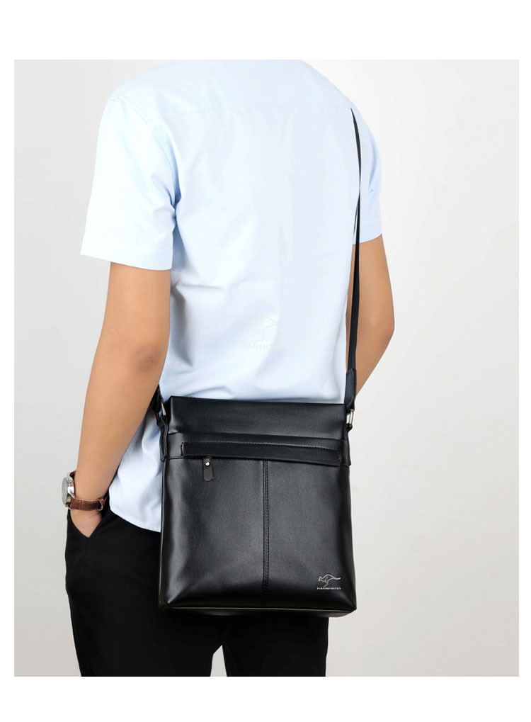 Whatna 厚手 レザー ショルダーバッグ メンズ メッセンジャーバッグ 縦型小さめビジネスバッグ ipad9.7収納可 通勤 通学 斜めがけバッグ オシャレ な シンプル な 軽量 実用 自転車 かばん男性用-8