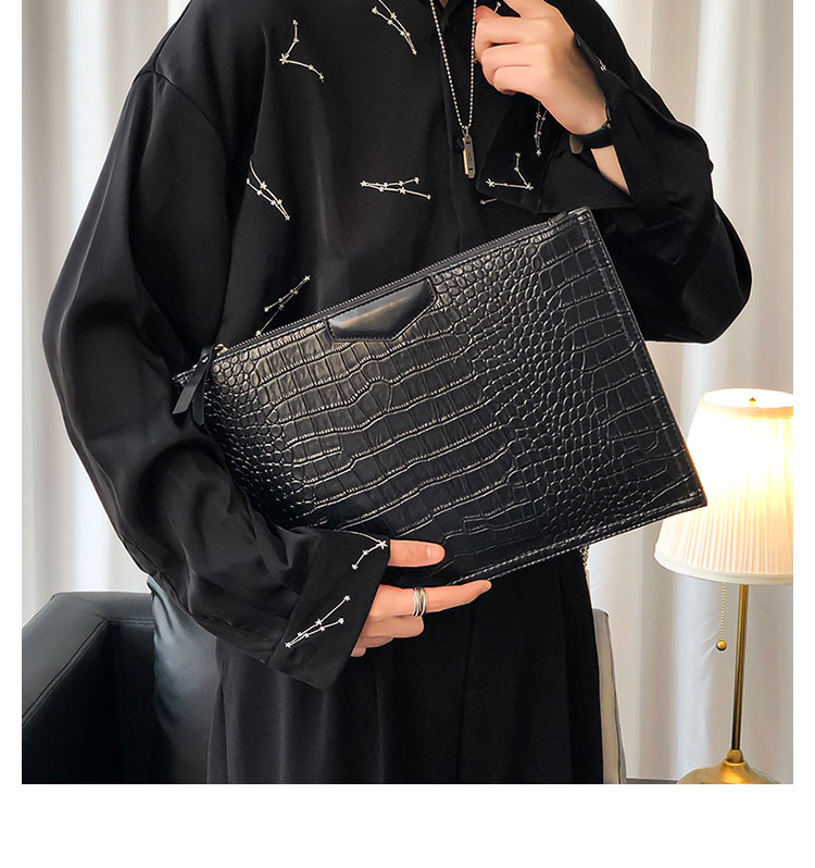 Whatna 革 セカンド バッグ メンズ 3way クラッチ ショルダー 斜め掛け ボディーバッグ 肩掛け バッグ 胸バッグ 3室仕切 A4大さい ショルダーベルト付ハンドストラップ付 結婚式 バッグ ビジネス フォーマル 冠婚葬祭 バッグ紳士用 男性用 黒-5